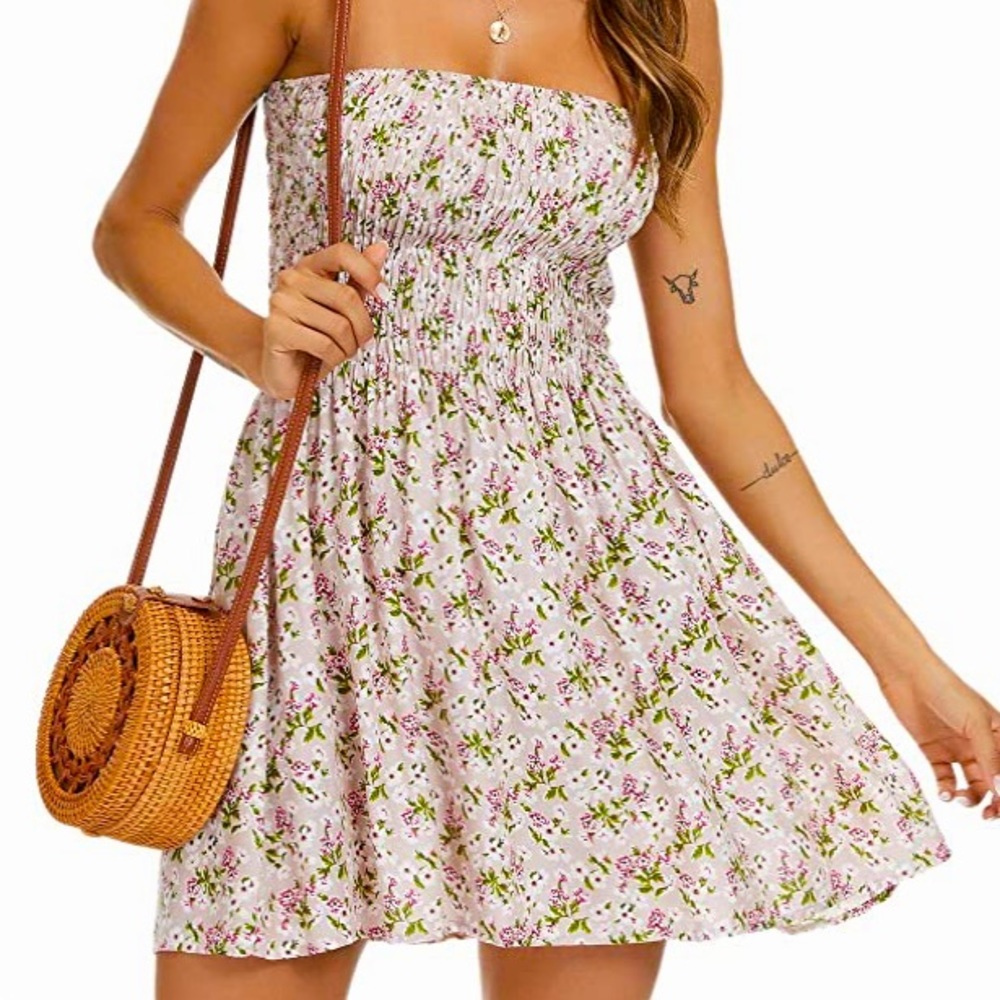 NEW Pink Sexy Strapless Dress Sleeveless Tube Top